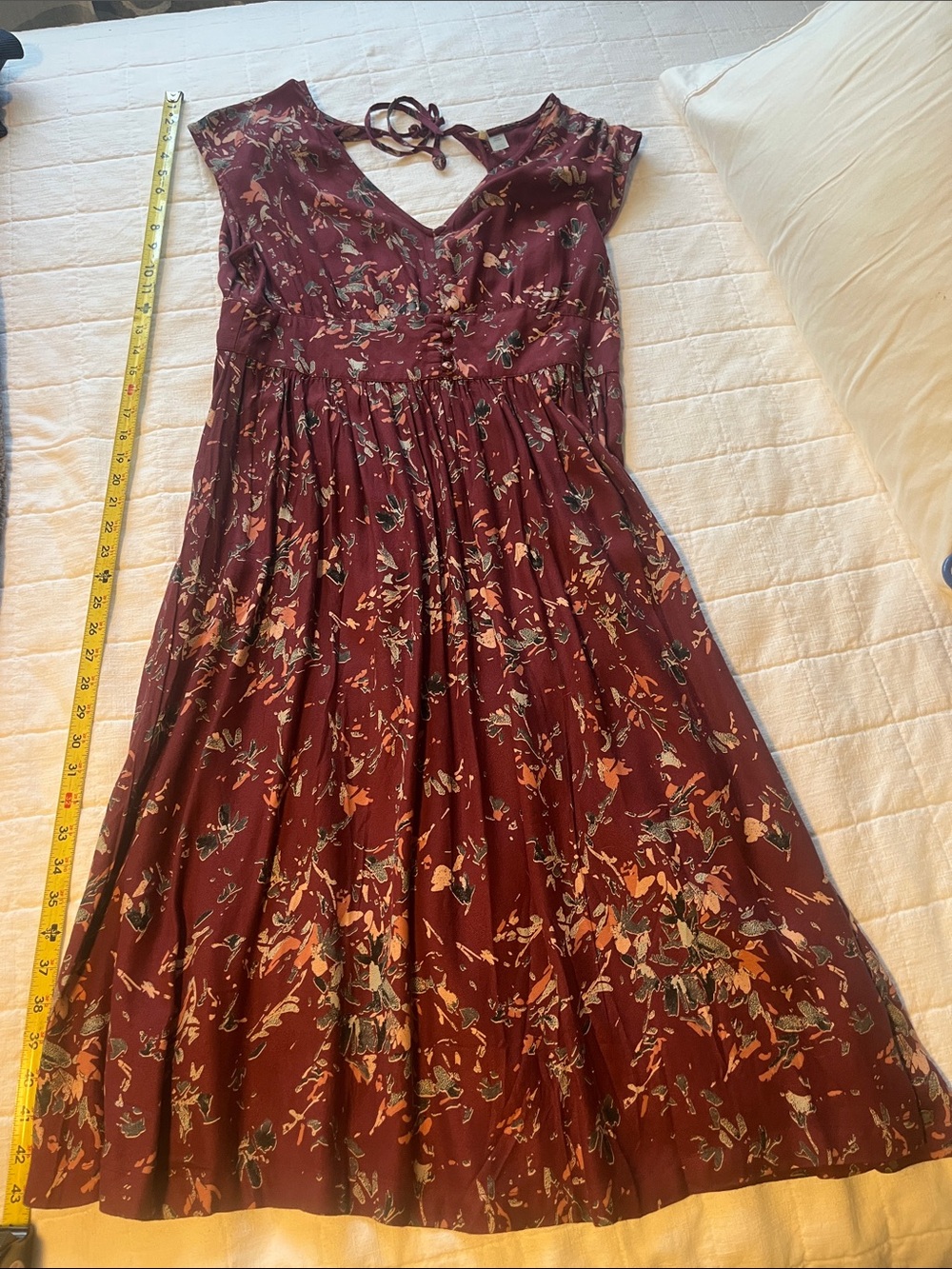 Roxy Burgundy Floral V-Neck Midi Dress